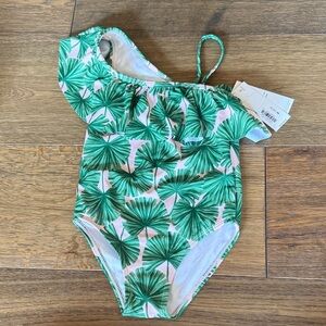 Janie and Jack Green Leaf Print Swimsuit